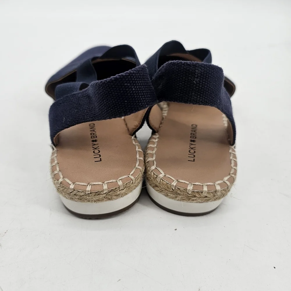 Lucky Brand Navy Canvas Espadrille Slingback Flats